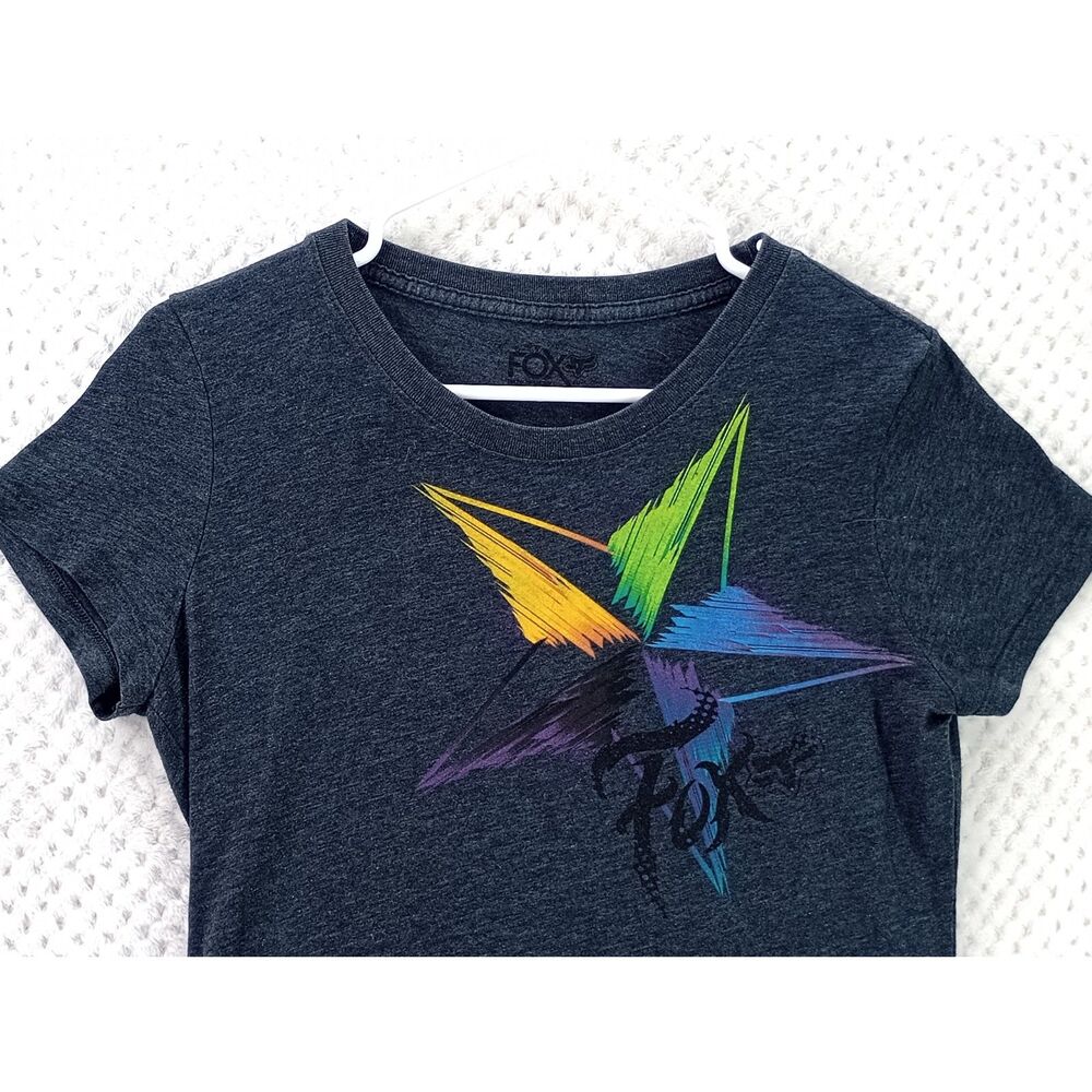 Y2K Fox Women's Large Charcoal Heather Star Gazer Short Sleeve Tee - Picture 2 of 10